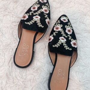 Franco Sarto Black Floral Loafers